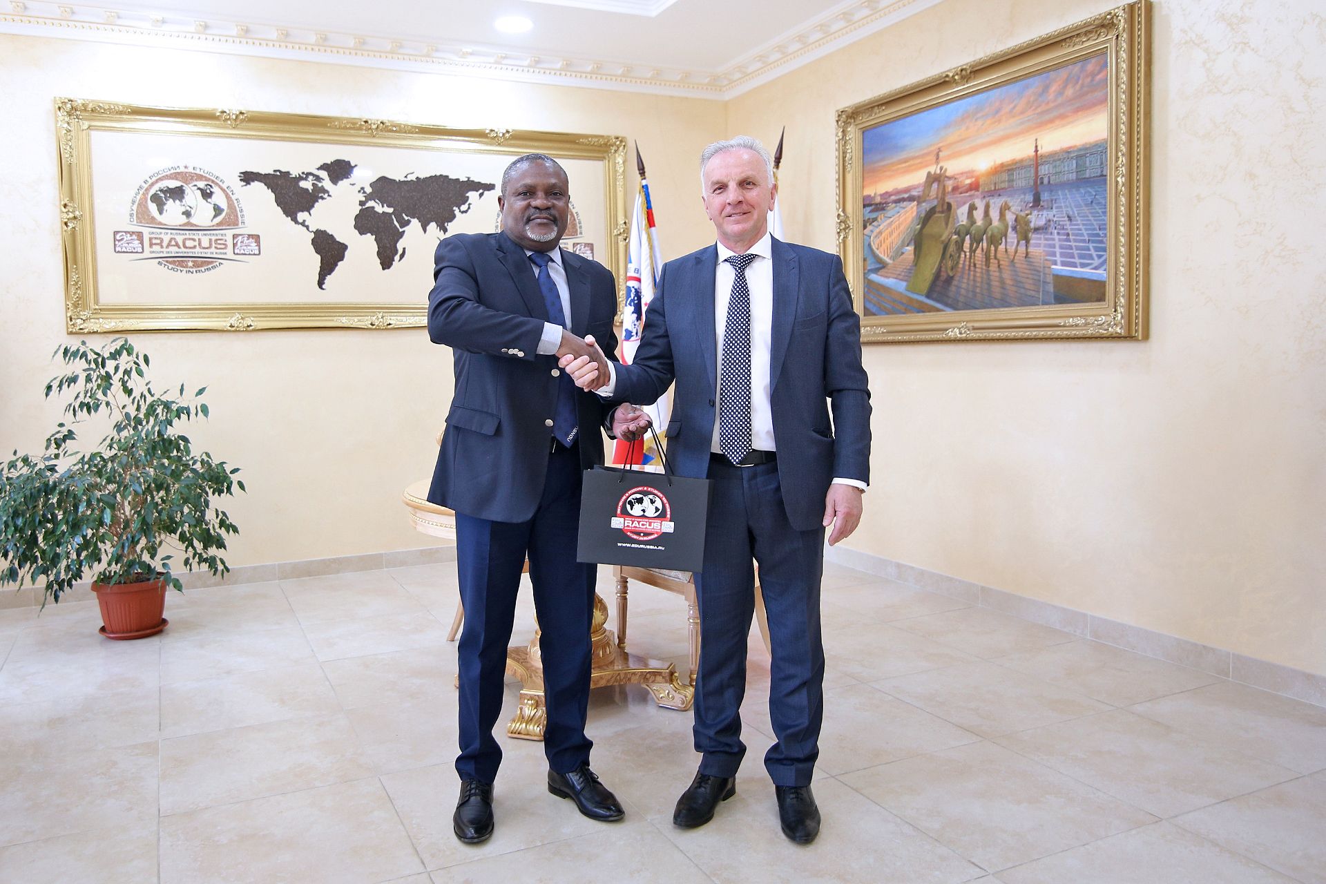 picture 5 Meeting of the General Director of RACUS organization, A. Nutsalov, with the Ambassador Extraordinary and Plenipotentiary of the Republic of Angola to the Russian Federation, Mr. Augusto da Silva Cunha